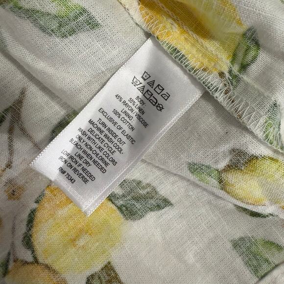 Cynthia Rowley Linen-Blend Lemon Print Dress, White/Yellow, 6 - Picture 6 of 8